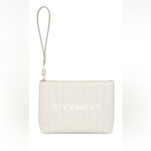 NWT GIVENCHY Travel Zip Top Pouch in Raffia with Wristlet